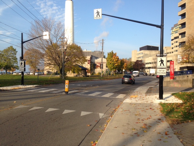 Flexible pedestrian crossover sign - City of Kingston