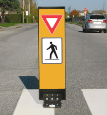 Flexible pedestrian crossover sign