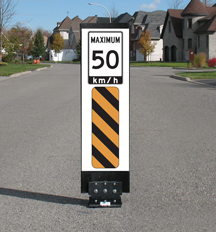 Flexible Maximum 50 speed reduction sign