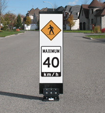 Flexible Pedestrian ahead WC-7 Maximum 40 speed reduction sign
