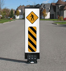 Flexible Pedestrian ahead speed reduction sign