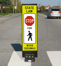 In-street pedestrian R1-6a sign