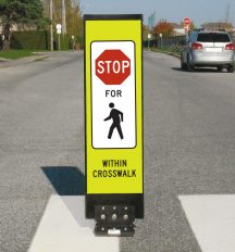 Flexible pedestrian crossover sign - STOP for pedestrian