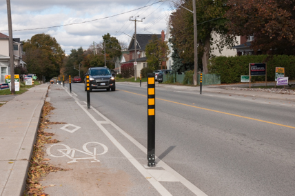 AAA bike lane with bike lane flexible bollards