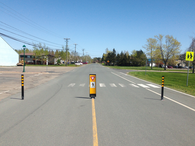In-street pedestrian crosswalk sign and Traffic Calming - Town of Shippagan, NB