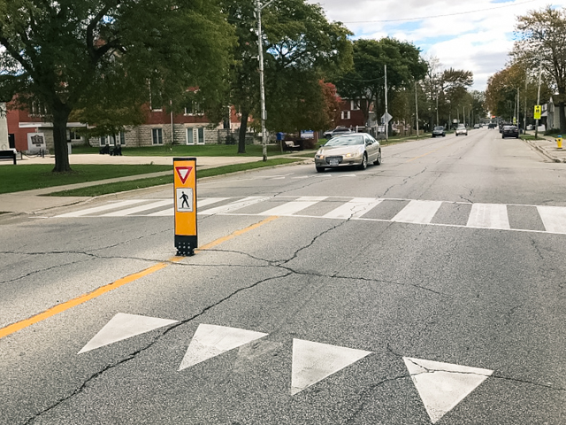 In-street pedestrian crossing sign - Town of Essex, ON