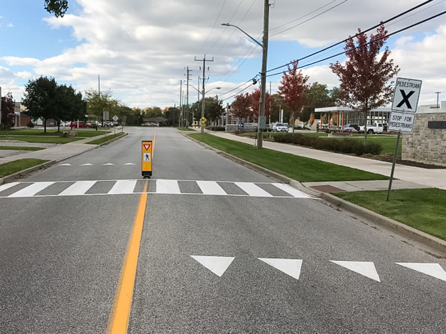 In-street pedestrian crossover sign - Town of Lasalle, ON