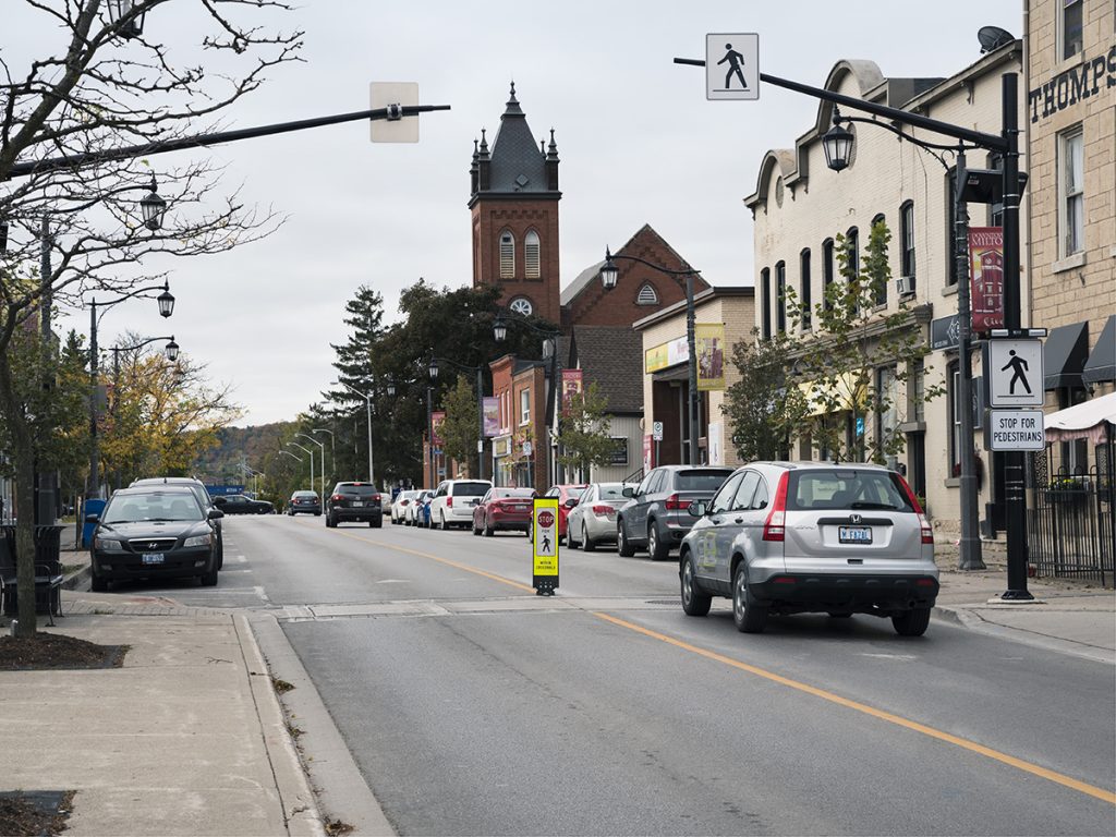 Flexible Pedestrian crossover sign - Town of Milton, ON