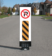 In-street flexible No Parking sign