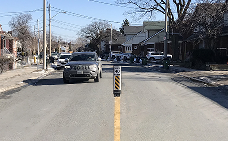 Traffic calming with Centre flexible bollard - City of Toronto