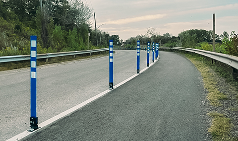 Walking path protected with flex bollards - Port Colborne Ontario