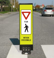 Flexible pedestrian crossover sign - YIELD for pedestrian